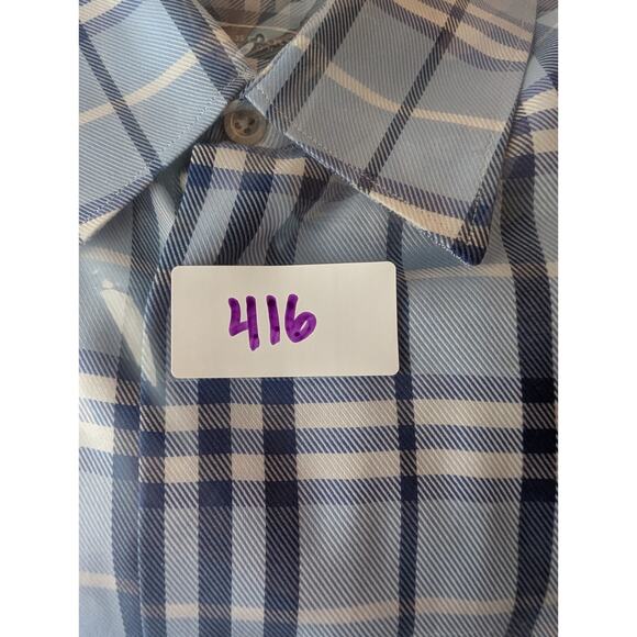 Authentic Burberry London Mens Blue Nova Check Plaid Cotton Button Down Shirt MD - Picture 10 of 10